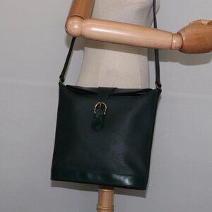 Christian Dior Trotter Canvas Shoulder Bag Green Gold Auth 145943